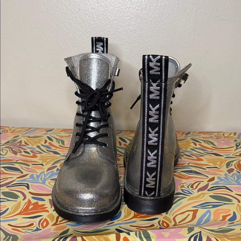 Michael Kors Shimmering Silver Combat Boots